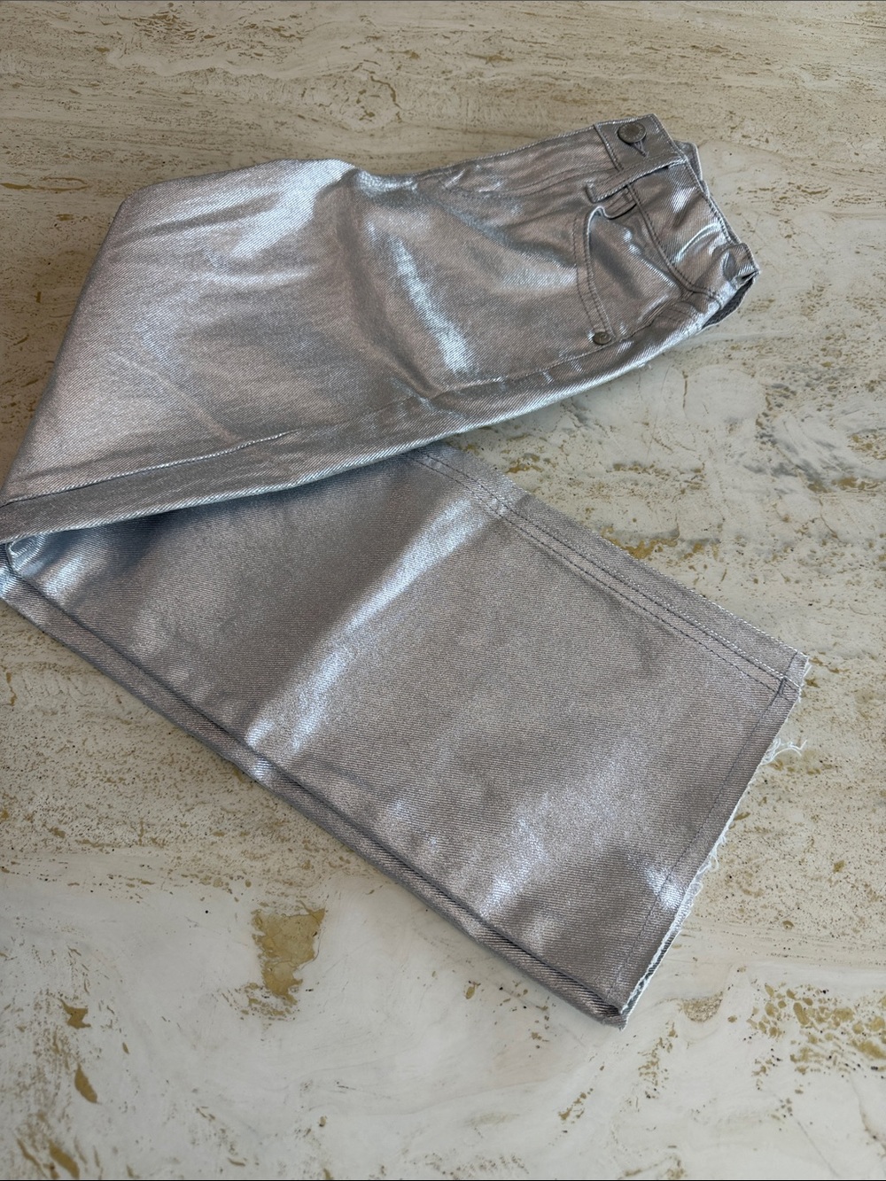 Cat & Jack Grit & Glam Metallic Pants Girls Sz 8 Silver Sparkle - Picture 2 of 9